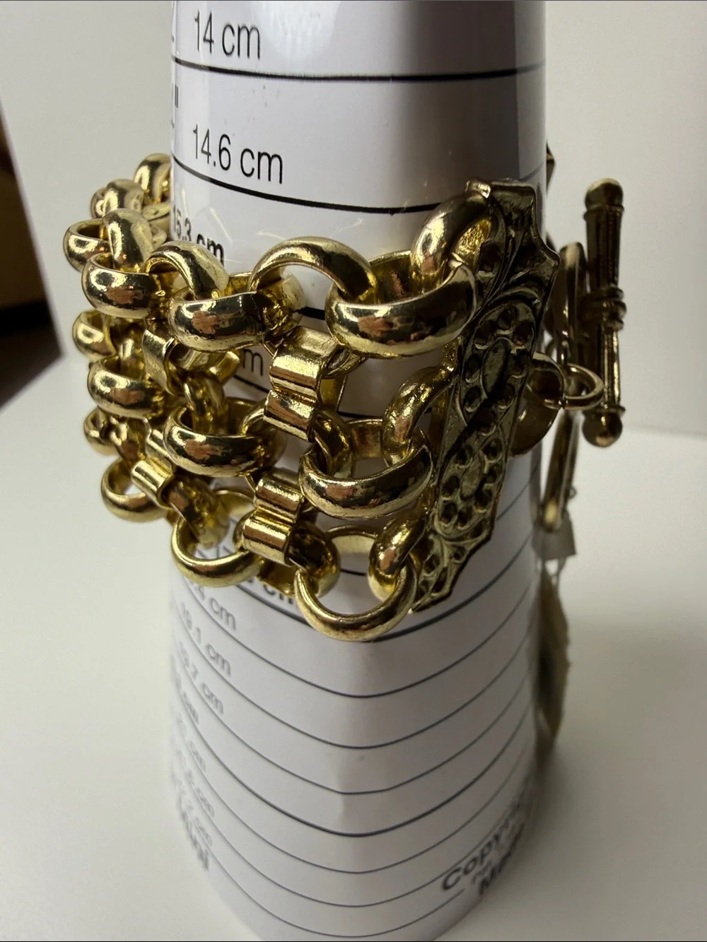 NWT 2028 offshoot of 1928 Classic Polished Gold Multi-Row Link Bracelet figure 8
